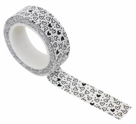 Zoedt Masking tape wit met zwarte hartjes