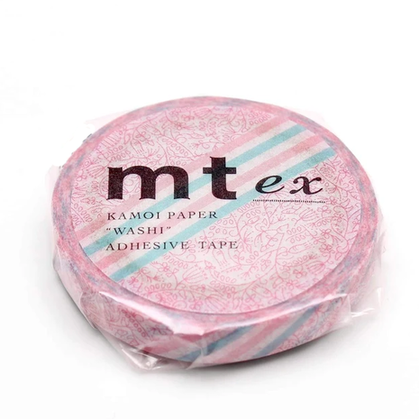 MT Masking tape SLIM pink flower stripe