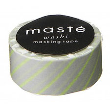 Washi tape Masté grijs met neon gele strepen