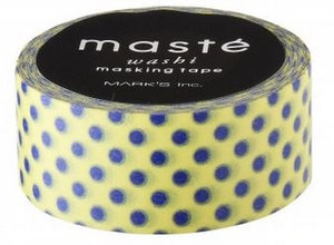 Masking tape Masté stippen blauw op geel