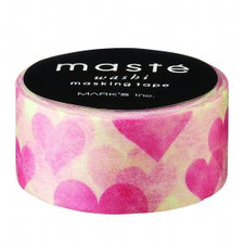 Masking tape Masté hartjes roze/rood