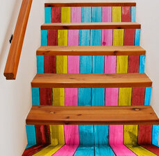 Trapstickers houten planken (6 stroken)