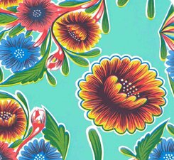50x120cm Restje Mexicaans tafelzeil floral mint